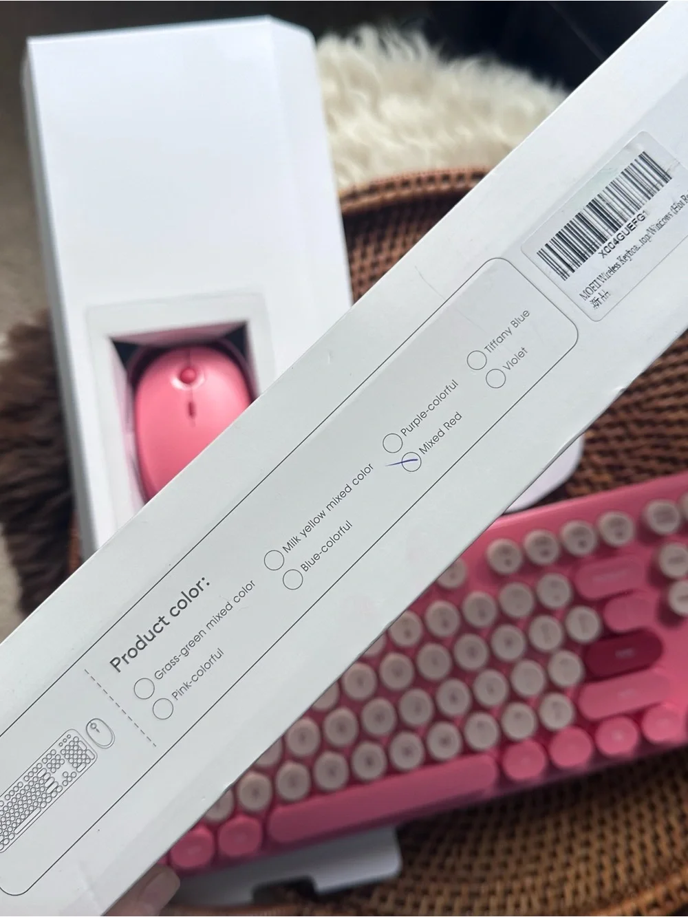 MOFII Pink Red Retro Typewriter Wireless Keyboard and Mouse Combo New in Box